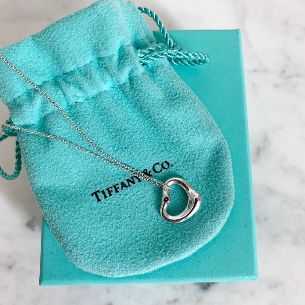 Elsa Peretti Open Heart Pendant w Pink Sapphire